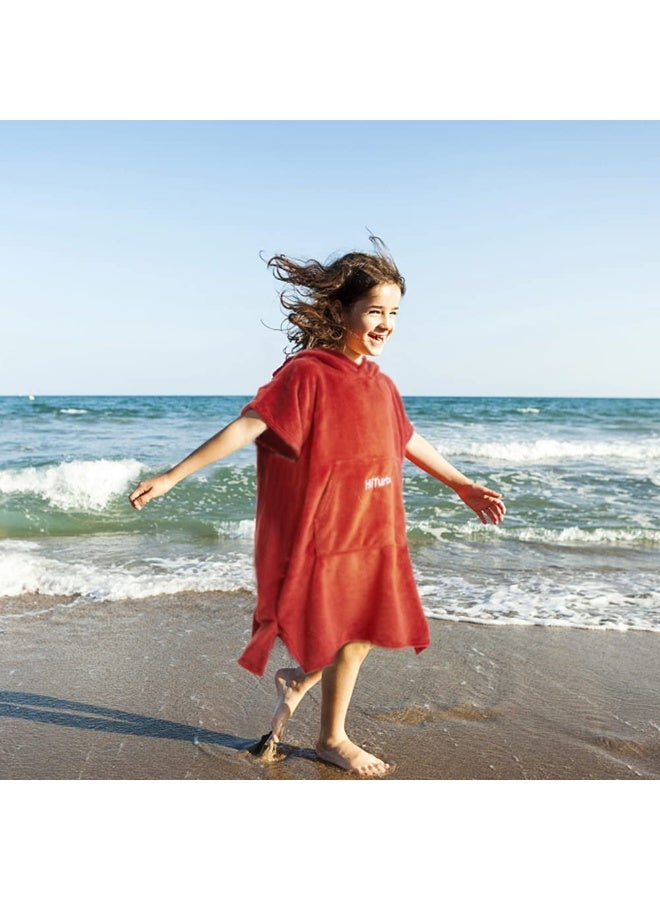 Hiturbo Kids Towel Changing Robe: Soft Plush Bath Towels - Warm Coral Fleece Hoodie - Swim Surf Poncho for 5-12 Years (Blue) - Image 5