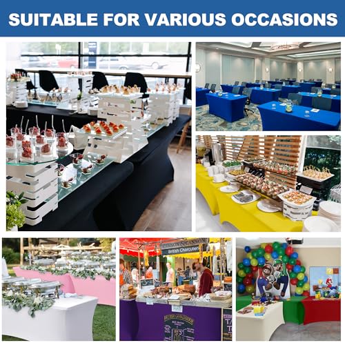 Enjoyidea Table Cover for 6 foot Rectangle Tables-6 Pack White Fitted Stretch Tablecloth-Elastic Spandex 6ft Folding Tablecloths for Party, Vendor Booth Display, Banquet Buffet Event, Craft Trade Show - Image 5