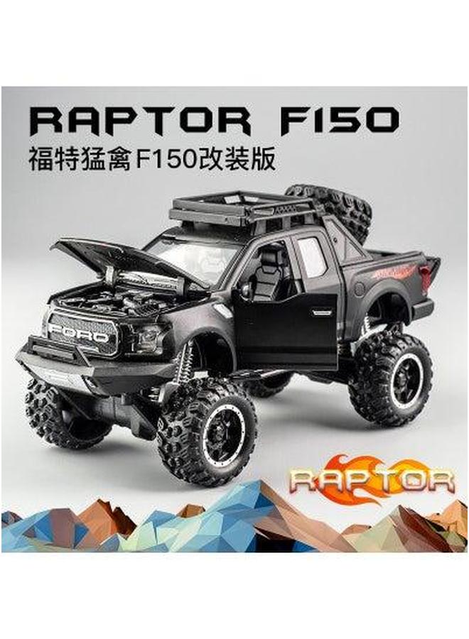إسكدنيا Alloy Raptor F150 Large Wheel Sound-light Boy Toy Car Model 32019 matte black box