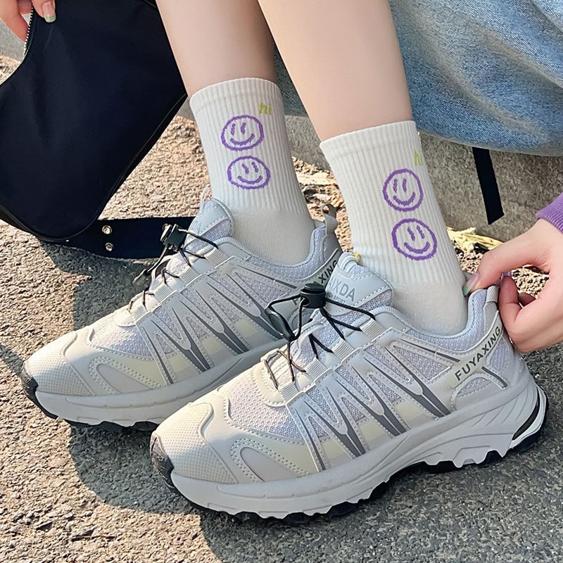 Generic Smiley Letter Socks Korean Streetwear Skateboard Crew Purple - Image 4
