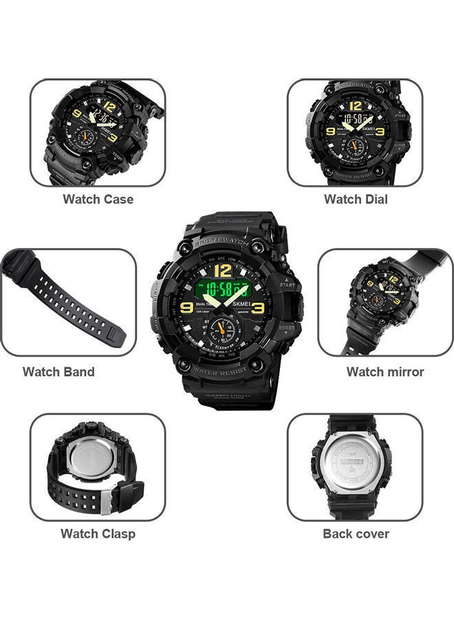 Men's Analog Digital Waterproof And Sport Wrist Watch - 56 mm - Black - Image 2