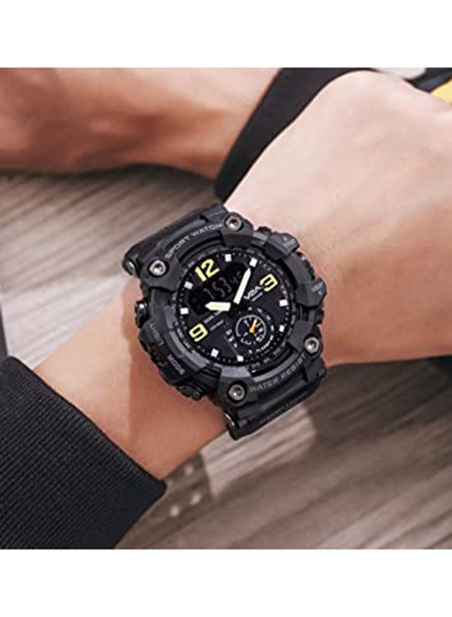 Men's Analog Digital Waterproof And Sport Wrist Watch - 56 mm - Black - Image 5