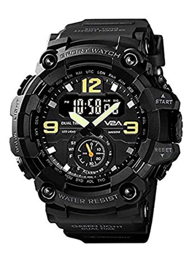Men's Analog Digital Waterproof And Sport Wrist Watch - 56 mm - Black - Image 4