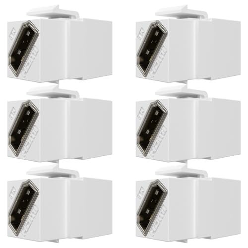 YOEMELY HDMI Keystone 8K, White HDMI Keystone Coupler for HDMI 2.1a Cable Pass Through, Including 8K 60Hz or 4K 120Hz Resolution and up to 48G Bandwidth (6 Pack) - Image 1