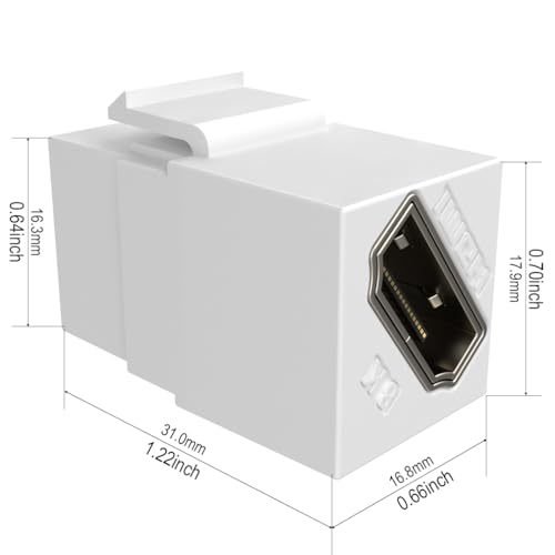 YOEMELY HDMI Keystone 8K, White HDMI Keystone Coupler for HDMI 2.1a Cable Pass Through, Including 8K 60Hz or 4K 120Hz Resolution and up to 48G Bandwidth (6 Pack) - Image 2