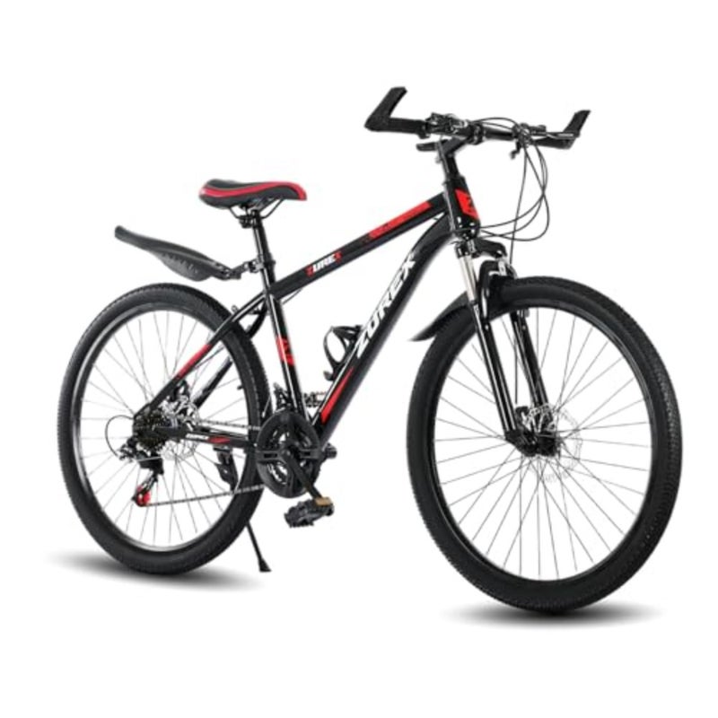 دراجة جبلية للبالغين، مقاس 26 بوصة MTB مع مبدلات 21 سرعة، نظام تعليق أمامي، فرامل قرصية مزدوجة، إطار فولاذي عالي الكربون، مقعد قابل للتعديل - Image 1