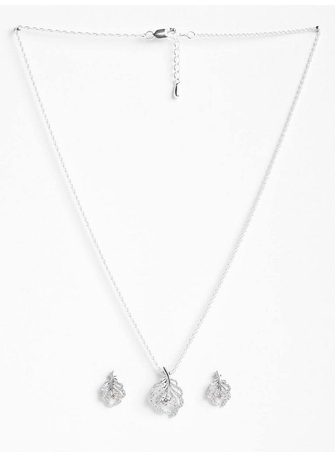 CLARA 925 Sterling Silver Nusa Pendant Earring Chain Jewellery Set | Rhodium Plated, Swiss Zirconia | Gift for Women & Girls - Image 3