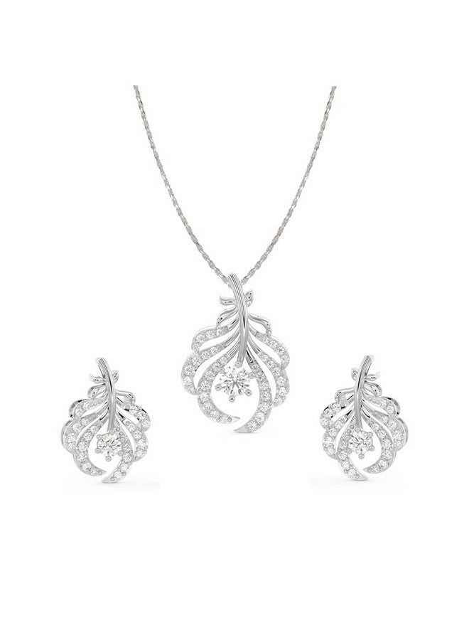CLARA 925 Sterling Silver Nusa Pendant Earring Chain Jewellery Set | Rhodium Plated, Swiss Zirconia | Gift for Women & Girls - Image 1