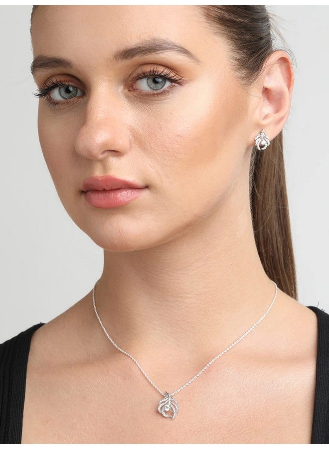 CLARA 925 Sterling Silver Nusa Pendant Earring Chain Jewellery Set | Rhodium Plated, Swiss Zirconia | Gift for Women & Girls - Image 5