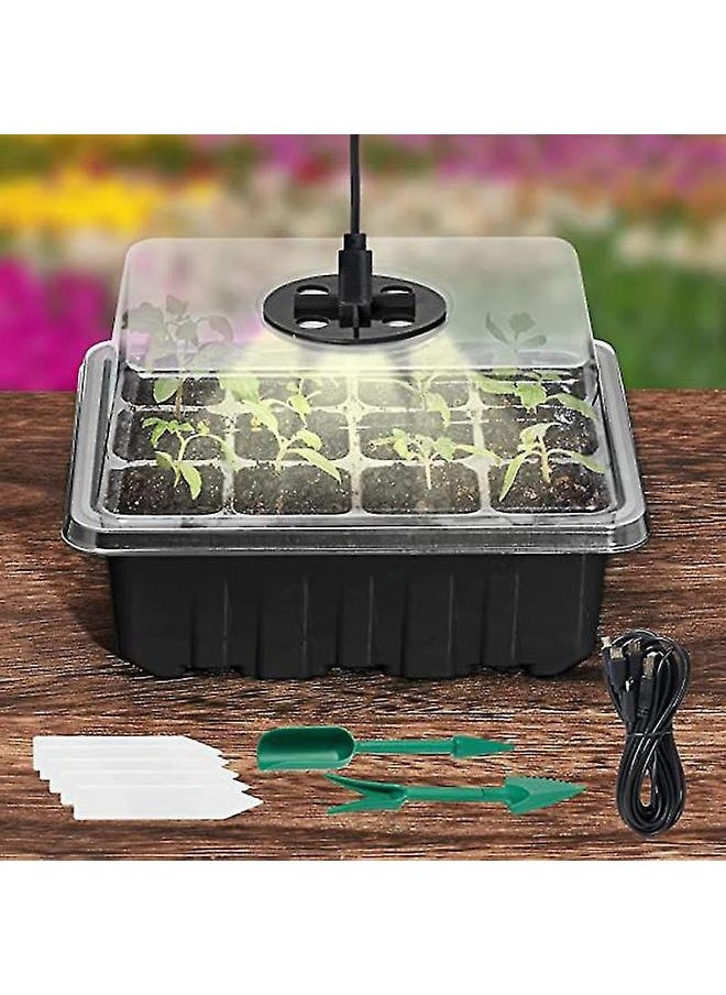 yongsheng Seedling Starter Trays,Seed Starter Tray Seed Starter Kit with Humidity Adjustable Dome,Plant Germination Trays and Plant Starter (Black)  - Image 1