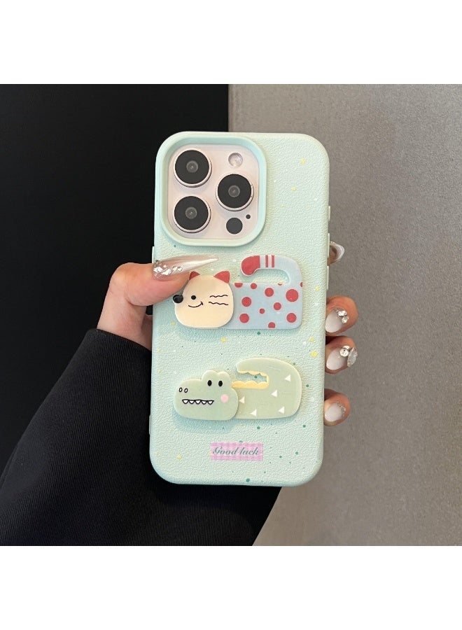 NIBEMINENT 3D Crocodile Cat Protective TPU Case Cover For iPhone 17 Air, Light Blue - Image 1