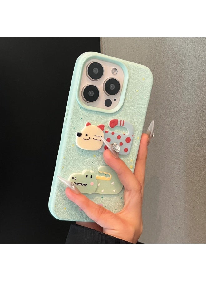 NIBEMINENT 3D Crocodile Cat Protective TPU Case Cover For iPhone 17 Air, Light Blue - Image 2