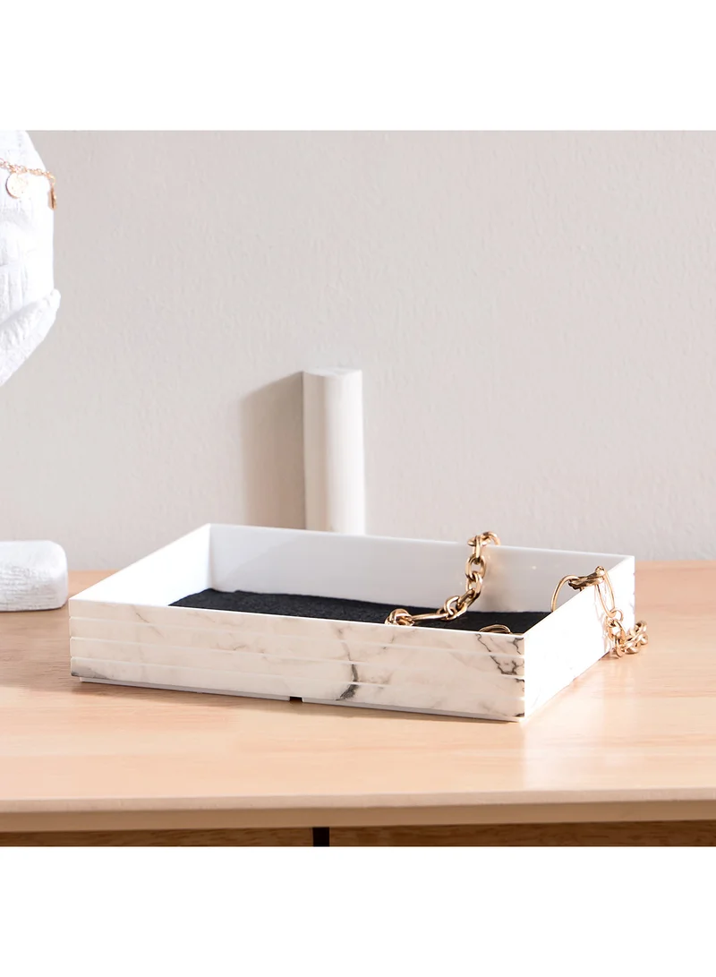 Marble Small Stackable Jewellery Holder with Felt Lining - 22x16x4  cm