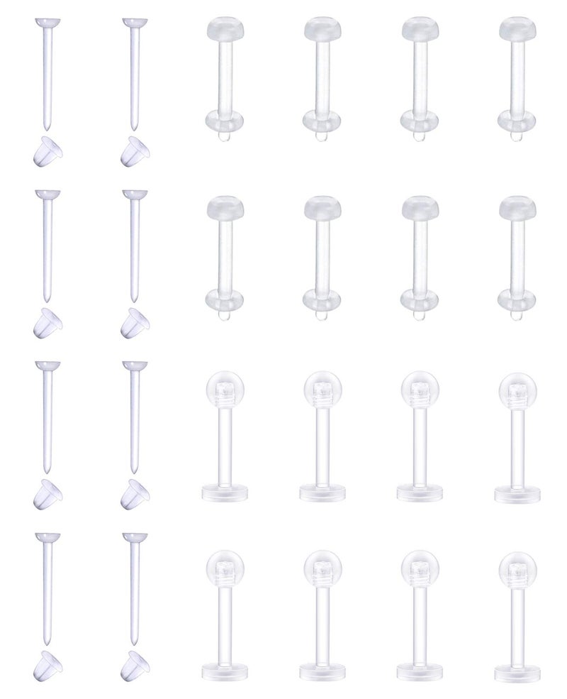 MODRSA 16g Clear Cartilage Earrings Stud Plastic Forward Helix Tragus Earring Medusa Lip Piercing Retainer Acrylic Bioflex Labret Lip Retainers for Work Sports Surgery 6mm 8mm 10mm - Image 1