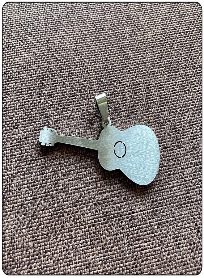 Fusamk Punk Rock Music Stainless Steel Guitar Pendant Necklace(Gold) - Image 3