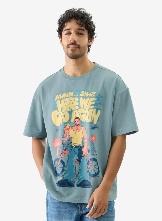 ذا سوليد ستور تيشيرت قطن بطبعة جرافيك وقصة واسعة