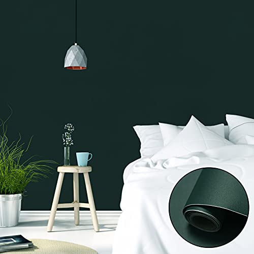 WADILE Peel and Stick Wallpaper 15.9in x 78.7in, Solid Color Contact Paper Waterproof, Vinyl Colored Wall Paper Self Adhesive, Textured Wallpaper Removable for Cabinets/Countertop, Dark Green - Image 2