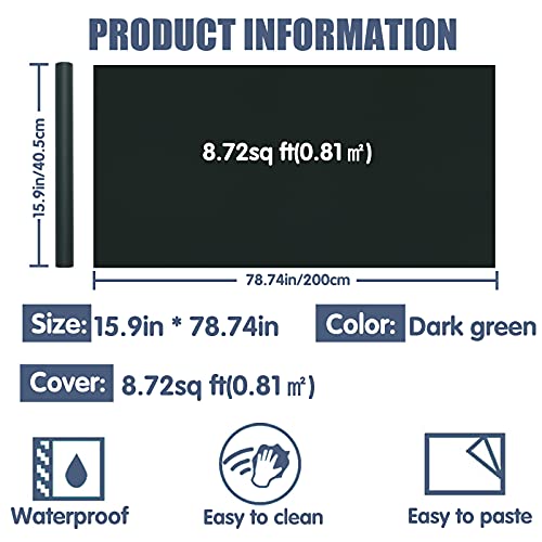 WADILE Peel and Stick Wallpaper 15.9in x 78.7in, Solid Color Contact Paper Waterproof, Vinyl Colored Wall Paper Self Adhesive, Textured Wallpaper Removable for Cabinets/Countertop, Dark Green - Image 5