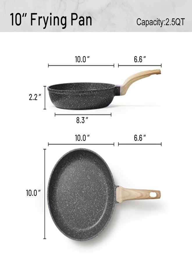 CAROTE Non Stick Frying Pans,Nonstick Granite Fry Pan Egg Pan Omelet Pans, Stone Cookware Chef's Pan, PFOA Free,(Black Granite, 10-Inch) - Image 2
