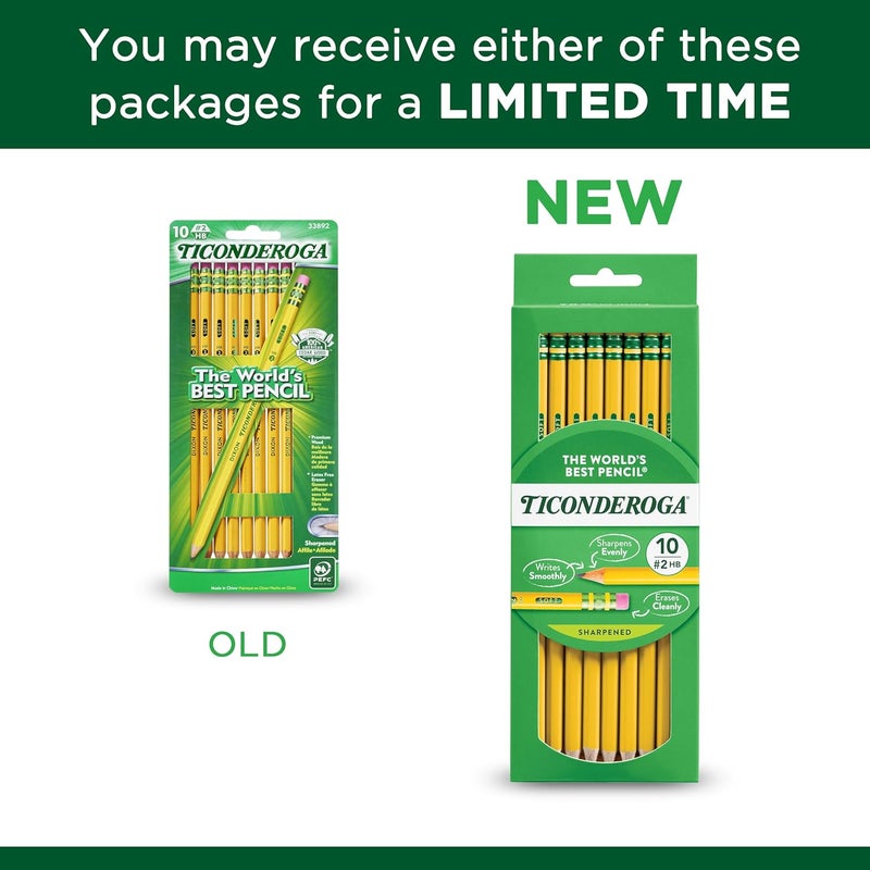Ticonderoga Pre-Sharpened Wood-Cased Pencils, 2 HB Soft, Yellow, 10 Count - Image 5