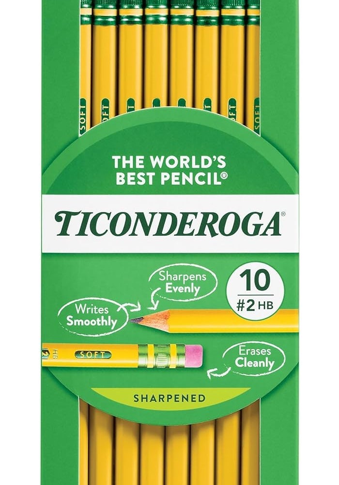 Ticonderoga Pre-Sharpened Wood-Cased Pencils, 2 HB Soft, Yellow, 10 Count - Image 1