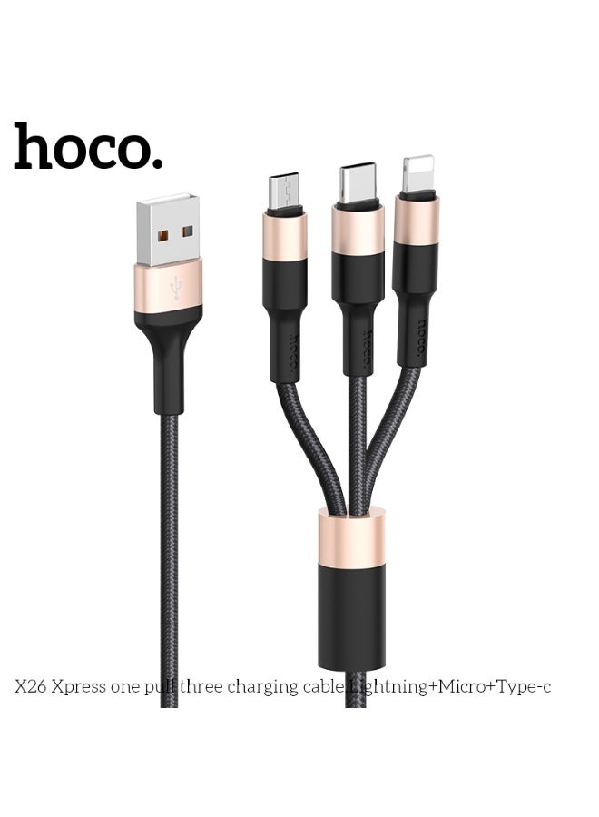 Hoco X26 Xpress Cable USB to Lightning-Micro-USB Type-C - Image 3