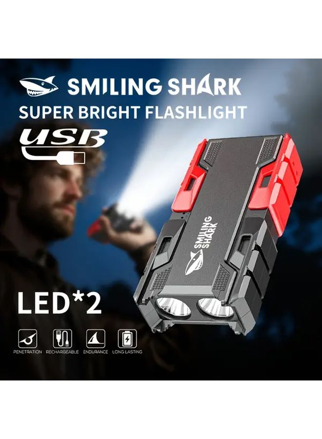 SD 0712A 2PC Rechargeable Work Light Flashlight Super Bright LED Torch With Power Bank - Image 3
