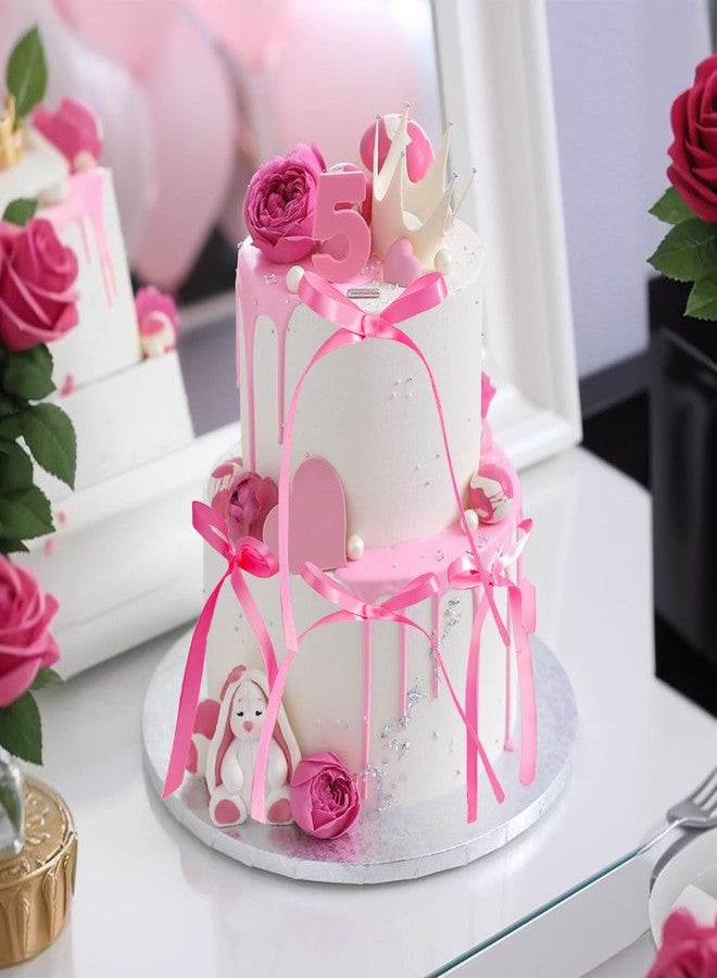 LEBERY 20 Pcs Pink Bow Cake Toppers Bowknot Cupcake Topper Bowtie Cake Decoration Ribbon Bows Picks Pink Bow Coquette Birthday Decorations for Girls Princess Bridal Shower Birthday Wedding Party - Image 5