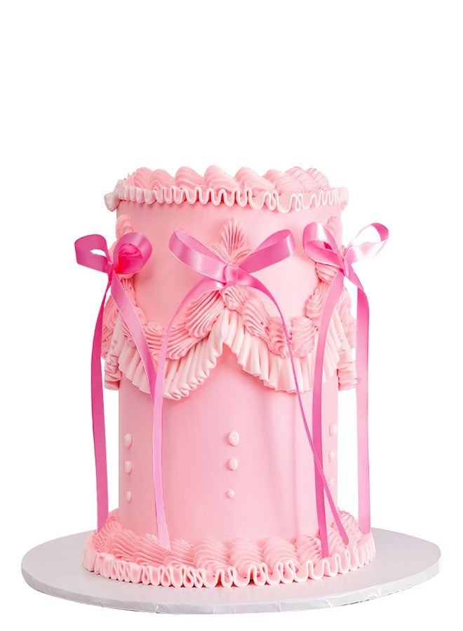 LEBERY 20 Pcs Pink Bow Cake Toppers Bowknot Cupcake Topper Bowtie Cake Decoration Ribbon Bows Picks Pink Bow Coquette Birthday Decorations for Girls Princess Bridal Shower Birthday Wedding Party - Image 1
