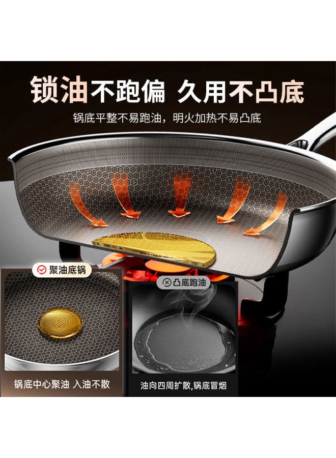 Kbh Non-stick Titanium Frying Pan Antibacterial Stainless Steel Fluorine-free Honeycomb Pancake Pan Compatible With Gas Stove And Induction Cooker