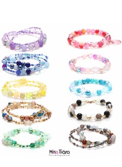 MissTiara 5 Pack 8MM DIY Glass Beads with millet beads and 14MM Starfish Shaped Beads Kit Mixed Colors For Jewelry Bracelet Necklace And Art Craft  - Image 3