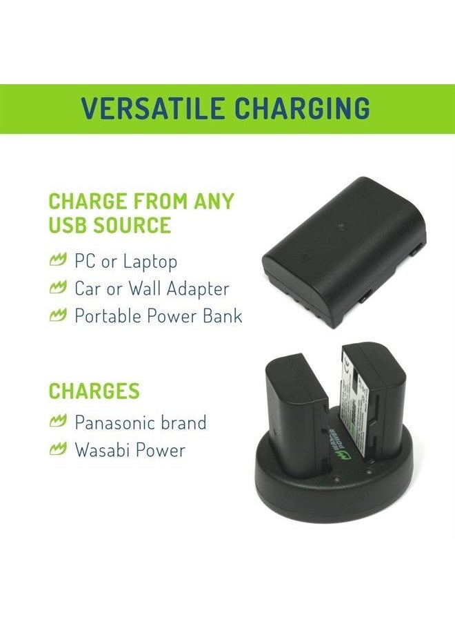 Wasabi Power - Battery (2-Pack) and Dual USB Charger for Panasonic DMW-BLF19 and Panasonic Lumix DMC-GH3, DMC-GH4, DC-GH5, DC-GH5S, DC-G9 - Image 1