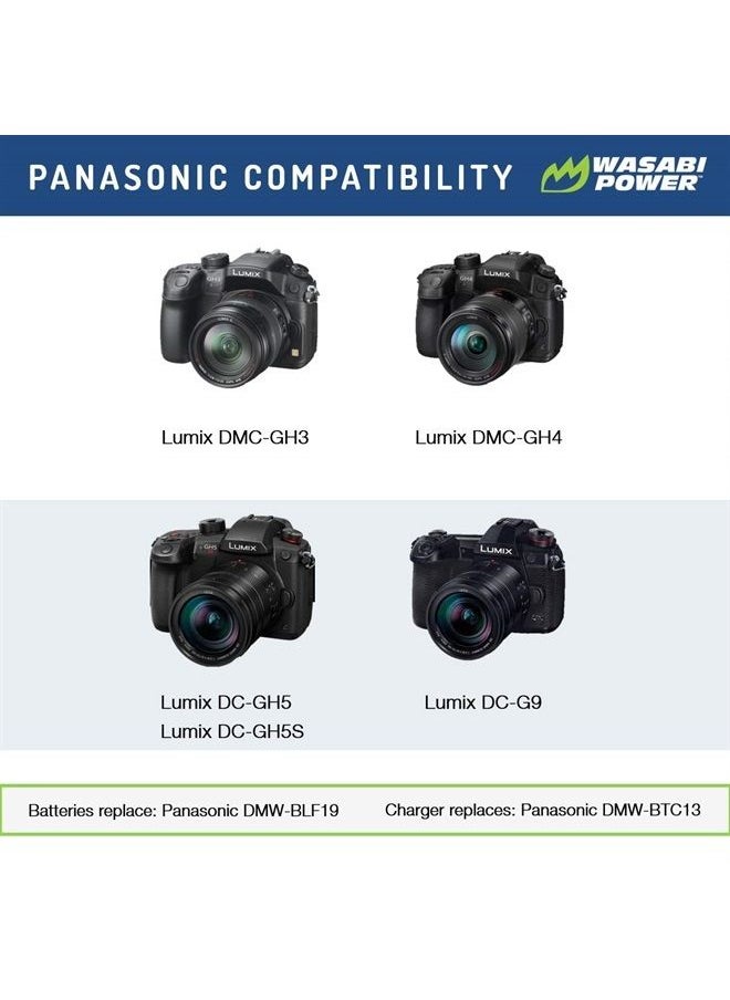 Wasabi Power - Battery (2-Pack) and Dual USB Charger for Panasonic DMW-BLF19 and Panasonic Lumix DMC-GH3, DMC-GH4, DC-GH5, DC-GH5S, DC-G9 - Image 1