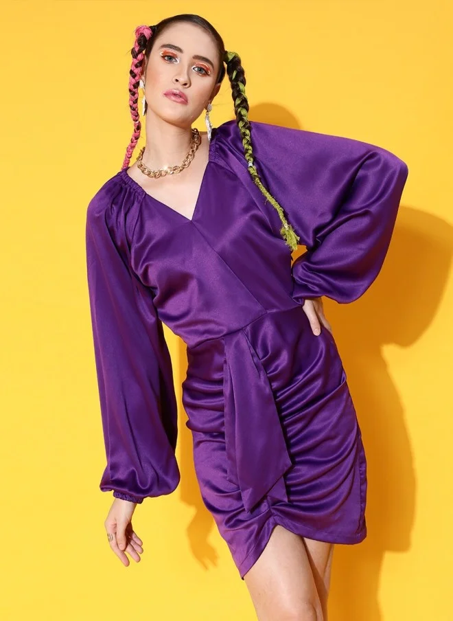 STREET 9 Purple Satin Dress for Women