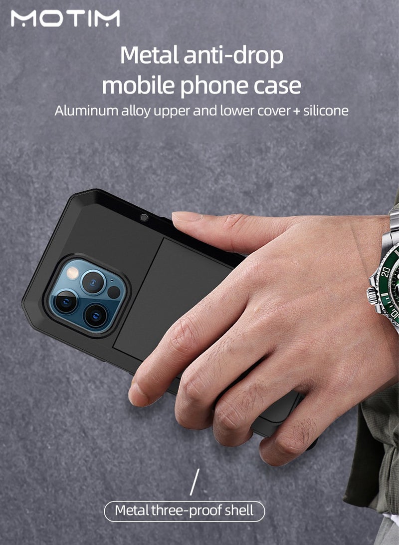 Motim Metal Phone Case for iPhone 14Pro/14Pro Max with Screen Tempered Glass Protector Film, Military-Grade Drop Protection, Shockproof Air Guard Corners Waterproof Case - Image 4