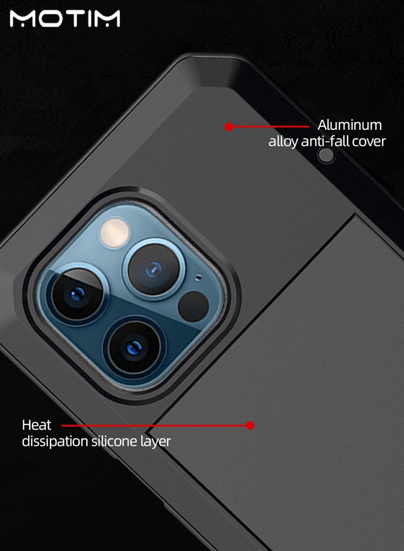 Motim Metal Phone Case for iPhone 14Pro/14Pro Max with Screen Tempered Glass Protector Film, Military-Grade Drop Protection, Shockproof Air Guard Corners Waterproof Case - Image 5