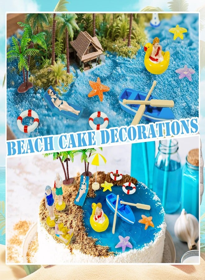 Warmtree 22PCS Beach Mini House Decoration Ocean Diorama Kit for DIY Beach Pool Cake Decorations Miniature Garden Summer Beach Swimming Party Favor Supplies - Image 3