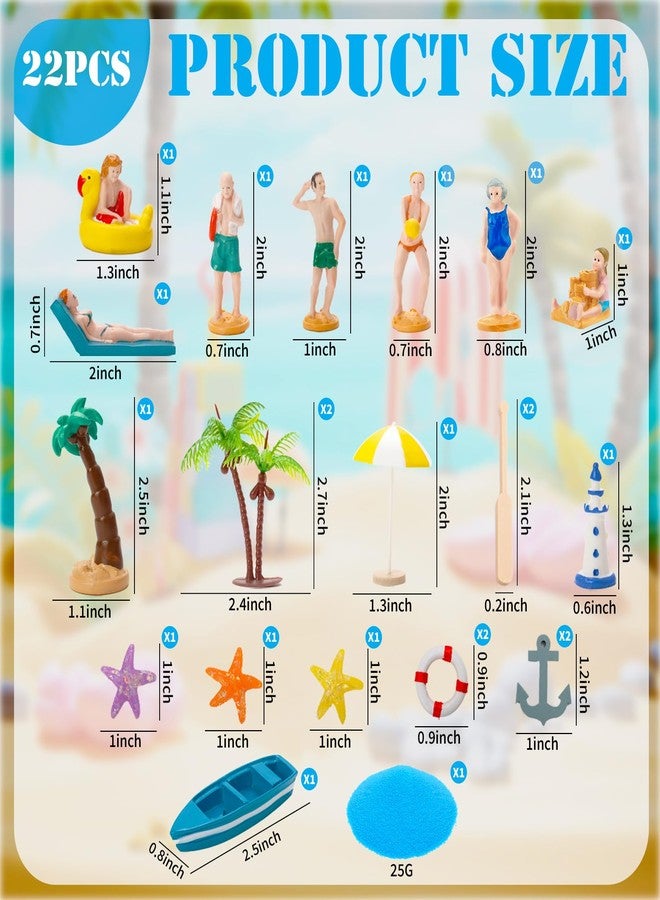 Warmtree 22PCS Beach Mini House Decoration Ocean Diorama Kit for DIY Beach Pool Cake Decorations Miniature Garden Summer Beach Swimming Party Favor Supplies - Image 2