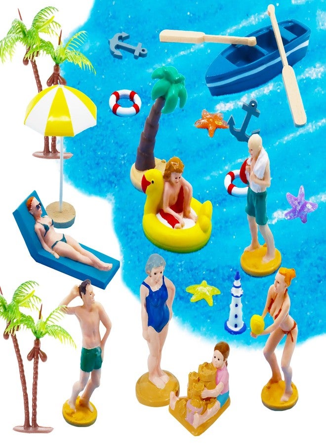 Warmtree 22PCS Beach Mini House Decoration Ocean Diorama Kit for DIY Beach Pool Cake Decorations Miniature Garden Summer Beach Swimming Party Favor Supplies - Image 1