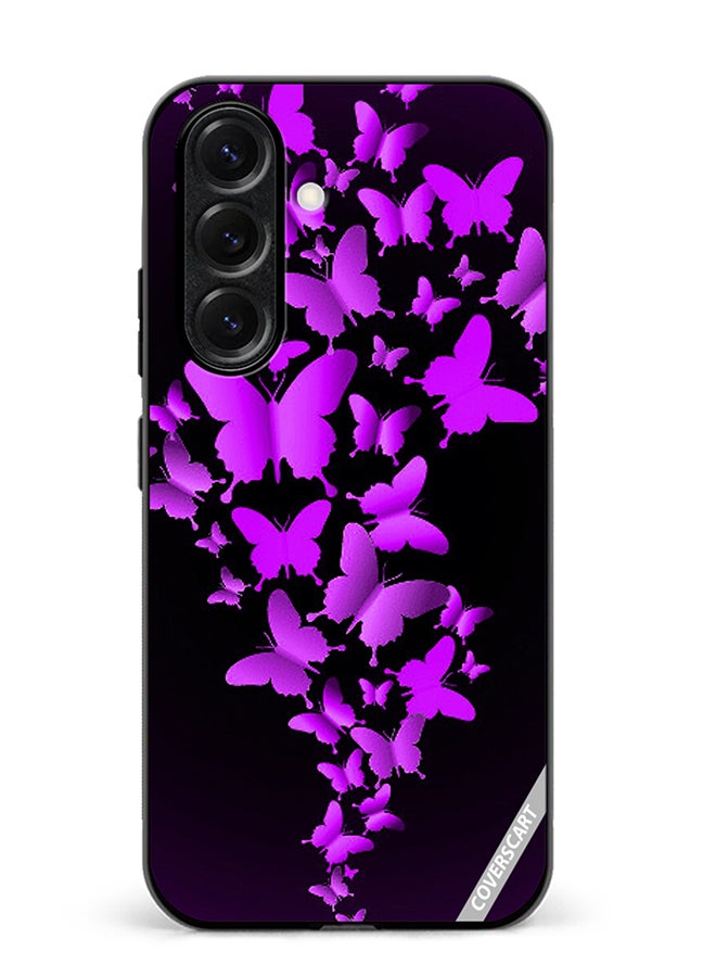 Protective Case Cover For Samsung Galaxy S25 Plus Purple Butterflies Design Multicolour