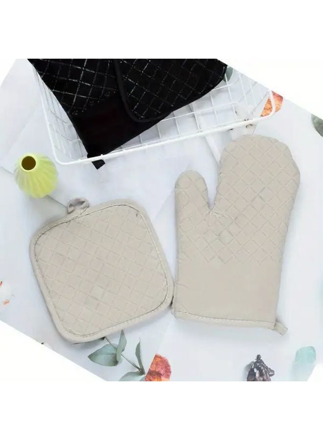 1 Set Premium Non Slip Oven Mitts Thick Heat Resistant Thermally Insulated - Image 4