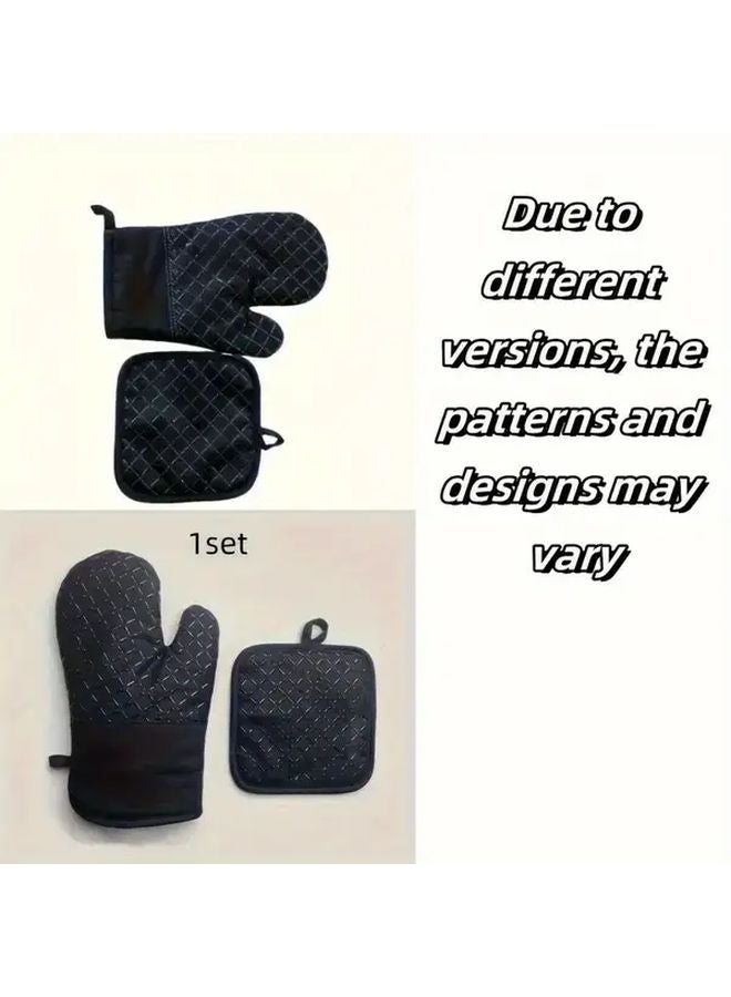1 Set Premium Non Slip Oven Mitts Thick Heat Resistant Thermally Insulated - Image 2