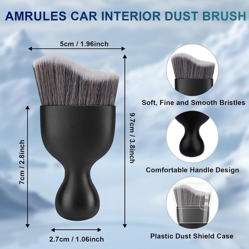 Amrules 2 PCS Car Interior Detailing Brush, Auto Car Dusting Brushes, Soft Bristles Duster Removal Cleaning Tool for Dashboard Interior, Exterior, Skylight, Leather, Dust Brush, Dark Gray Labor saving optimized design - Image 2