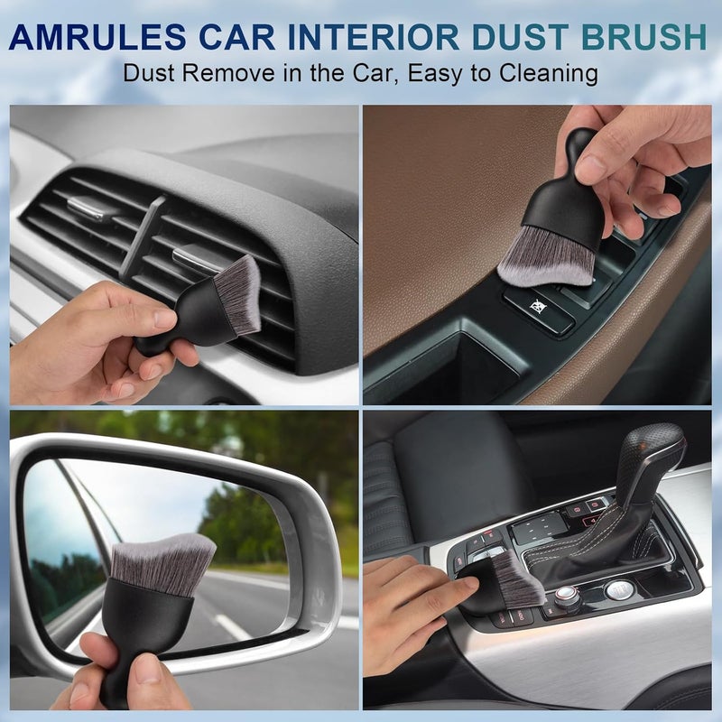 Amrules 2 PCS Car Interior Detailing Brush, Auto Car Dusting Brushes, Soft Bristles Duster Removal Cleaning Tool for Dashboard Interior, Exterior, Skylight, Leather, Dust Brush, Dark Gray Labor saving optimized design - Image 3