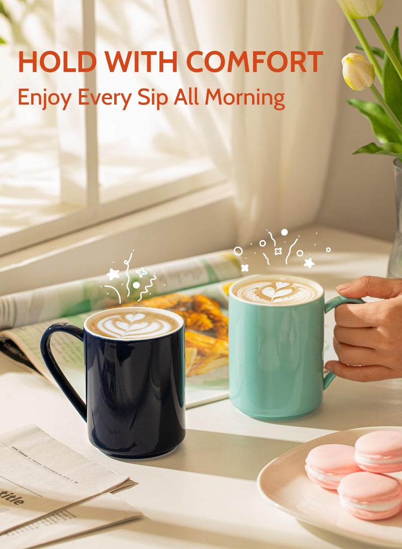 Sweese Coffee Mug, Porcelain 11 Oz Coffee Mugs Set of 6, Ceramic Coffee Cups with Handle for Coffee, Tea, Cocoa and Mulled Drinks - Multicolor, Cool Assorted Colors - Image 3