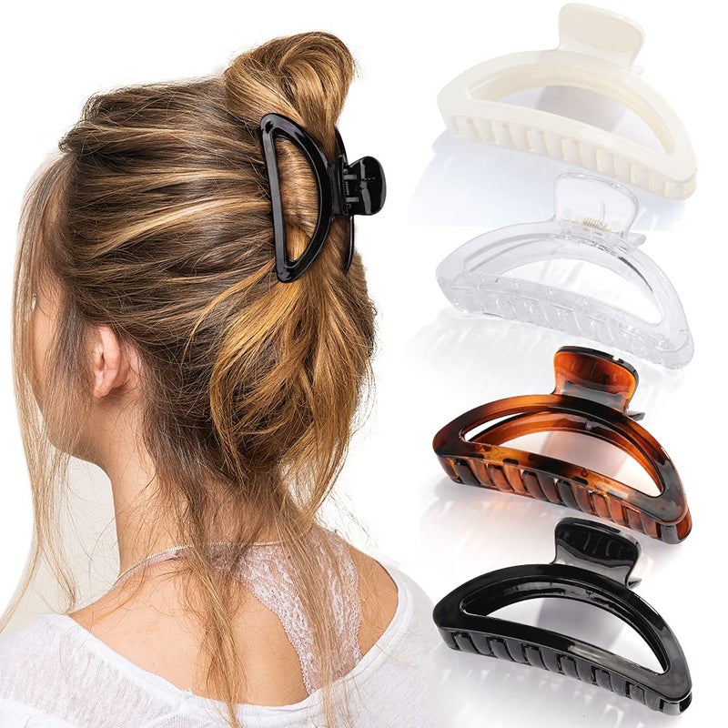 Canitor 4Pcs Womens Hair Claw Clips  Semicircle Acrylic Clips for Thick Thin and Medium Hair