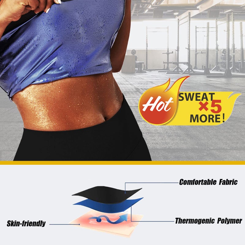 BXVX Sweat Waist Trimmer Trainer Belt Wrap Belly Sweat Band Sauna Slimming Belt for Women Lower Belly Fat Plus Size Deep Blue - Image 3