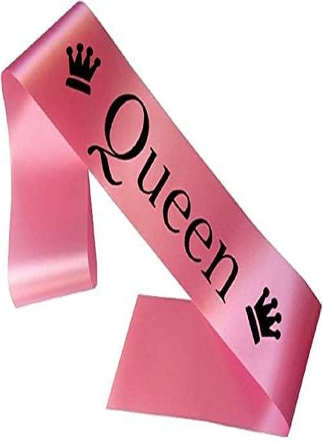 DECOFY Birthday Sash & Crown Set Anniversary Sash | Princess Queen Tiara Crowns Taj HairBand For Kids Girls & Womens (3 Pc Set- With Pin) - Image 4