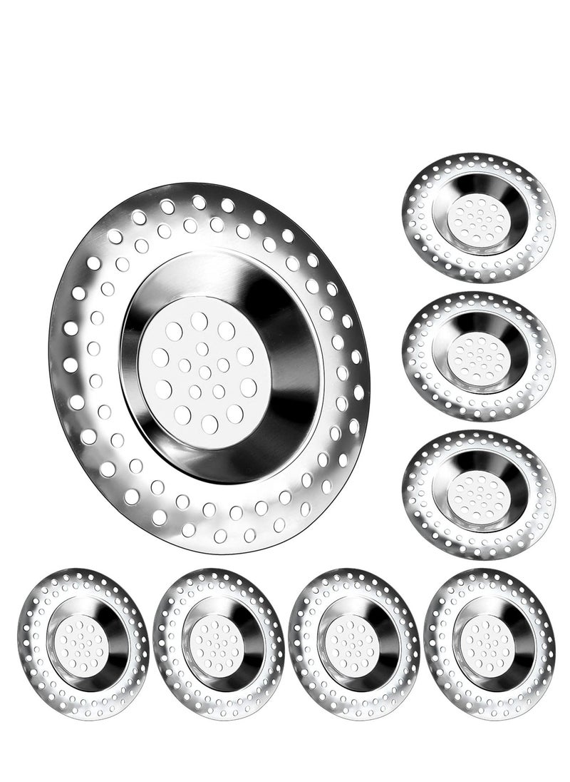 Kitchen Sink Strainer, 8PCS Stainless Steel Sink Drain Plug Filter, Shower Drain Cover Drain Protector Drain Filter Shower Plug Hole Cover for Kitchen Bathroom (2.99 Inch)  - Image 1