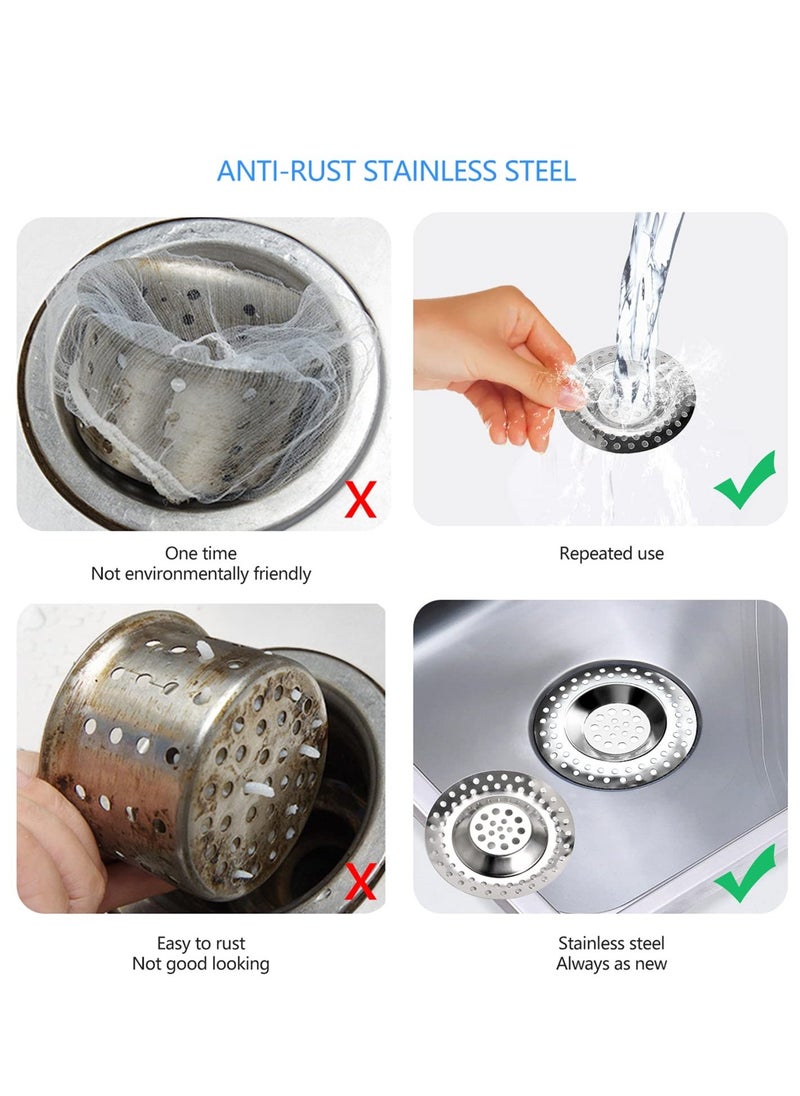 Kitchen Sink Strainer, 8PCS Stainless Steel Sink Drain Plug Filter, Shower Drain Cover Drain Protector Drain Filter Shower Plug Hole Cover for Kitchen Bathroom (2.99 Inch)  - Image 5